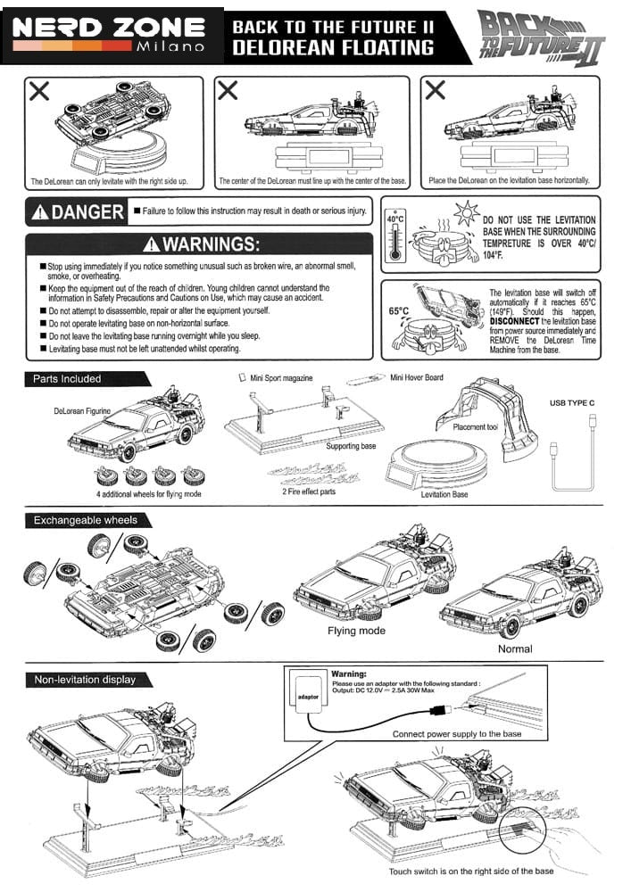 BEAST KINGDOM - Back to the Future Egg Attack Floating Statue Back to the Future II DeLorean Deluxe Version heo EU Exclusive 20 cm