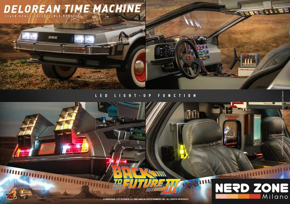 HOT TOYS - Back to the Future III Movie Masterpiece Vehicle 1/6 DeLorean Time Machine 72 cm