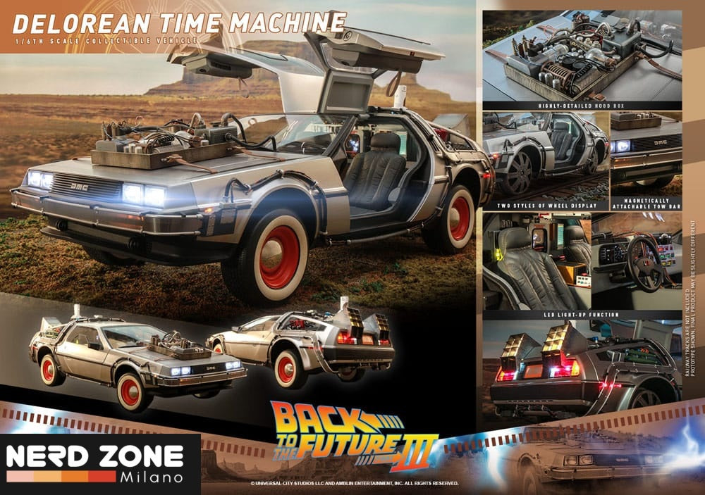 HOT TOYS - Back to the Future III Movie Masterpiece Vehicle 1/6 DeLorean Time Machine 72 cm