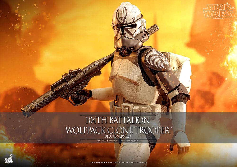 HOT TOYS Star Wars The Clone Wars Action Figure 1/6 104th Battalion Wolfpack Clone Trooper Deluxe Version 30 cm
