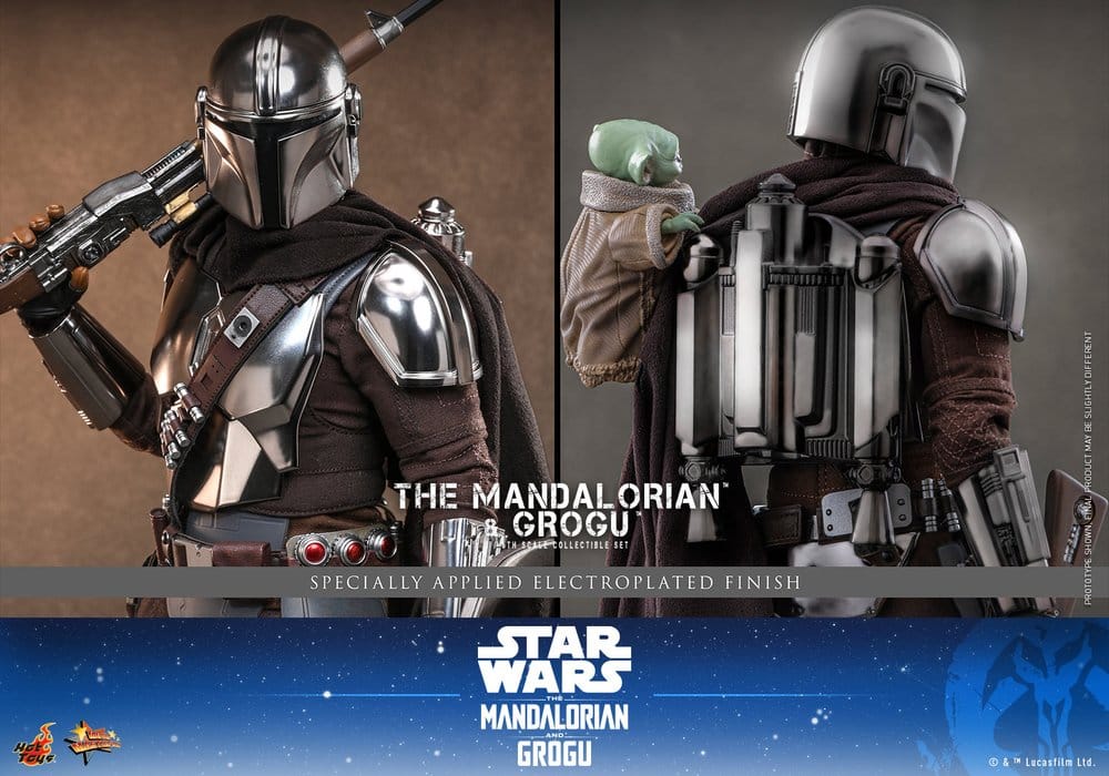 PRE ORDINE - HOT TOYS Star Wars: The Mandalorian & Grogu Movie Masterpiece Action Figure 1/6 The Mandalorian and Grogu 31 cm