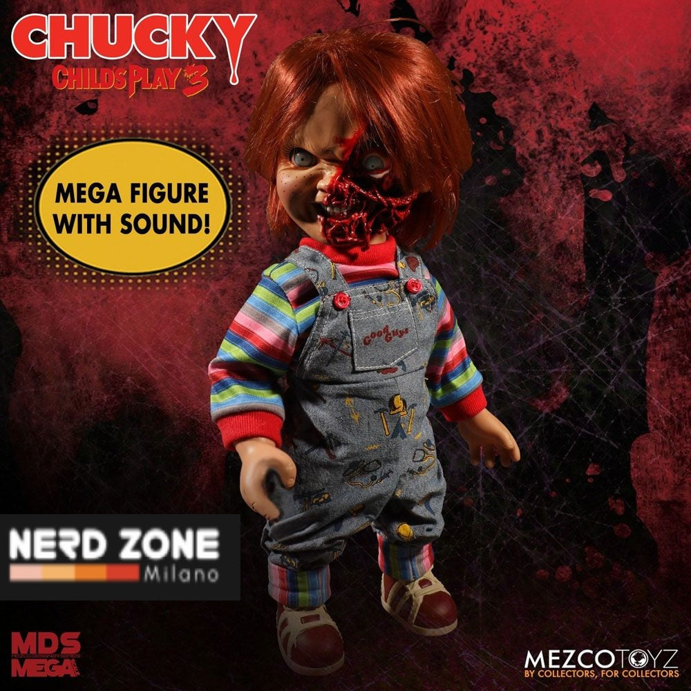 MEZCO - Child´s Play 3 Designer Series Talking Pizza Face Chucky 38 cm