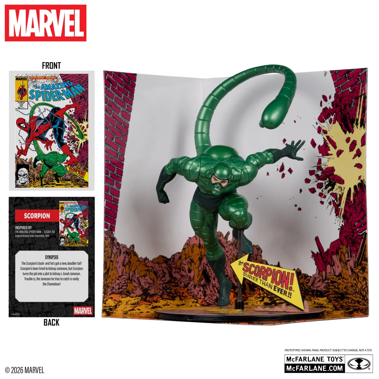 PRE ORDINE - McFARLANE TOYS 2025 - Marvel Collection 1:10 Wv7 Scorpion (amazing Spider-man #318) Metallic Figure