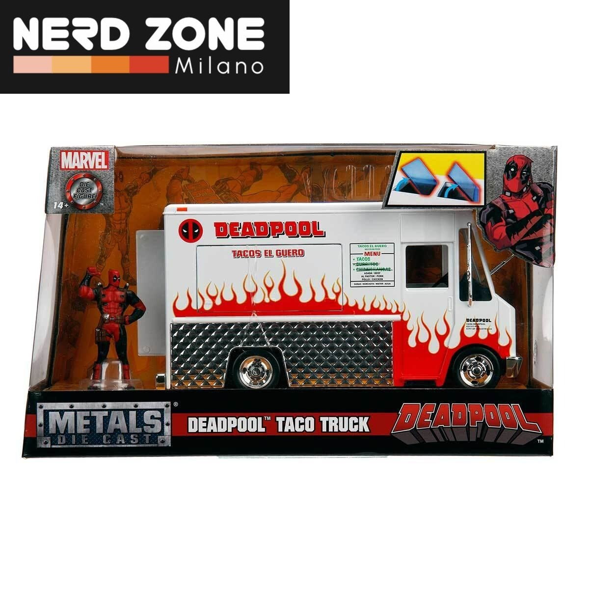 PRE ORDINE - JADA TOYS - Marvel Deadpool Taco Food Truck & Deadpool 1/24 Die-cast Model