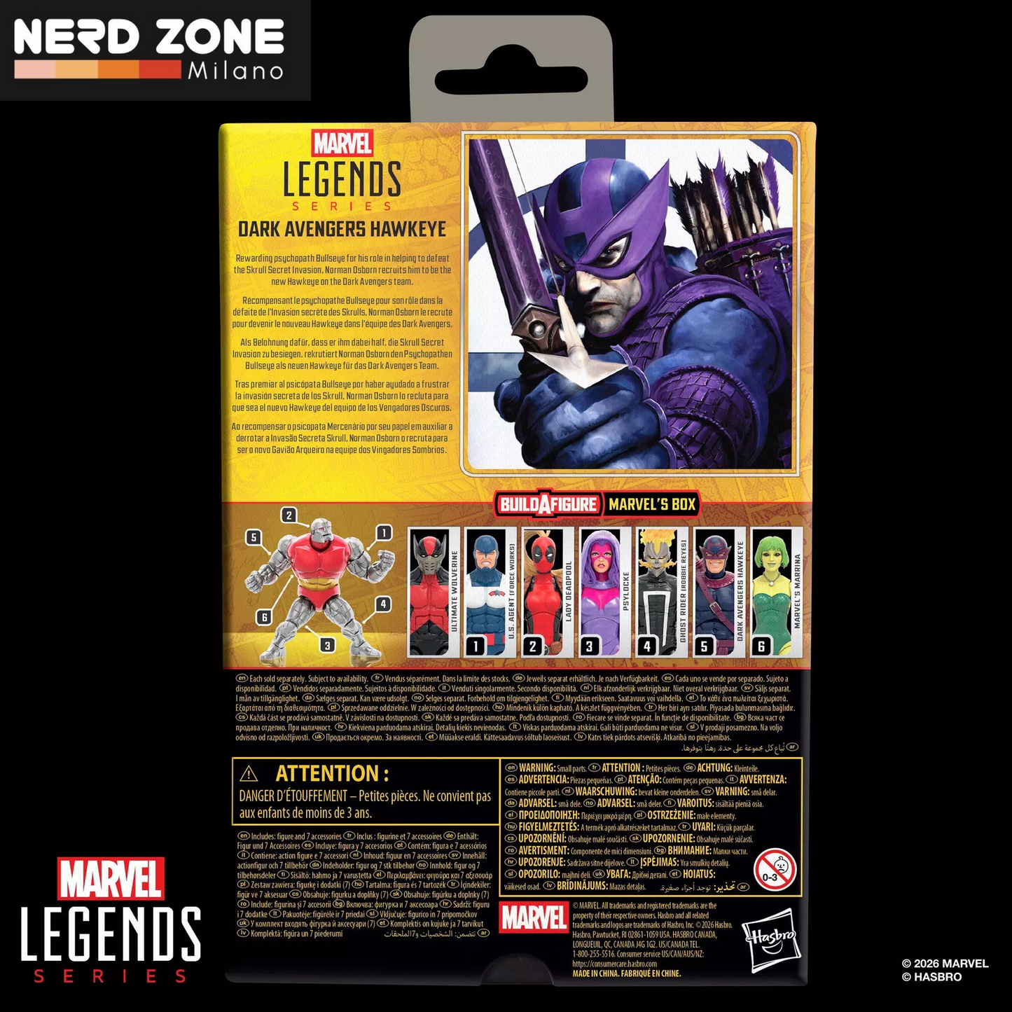 PRE ORDINE - HASBRO - Marvel Legends Buildable Figure Series Box Dark Avengers Hawkeye Action Figure