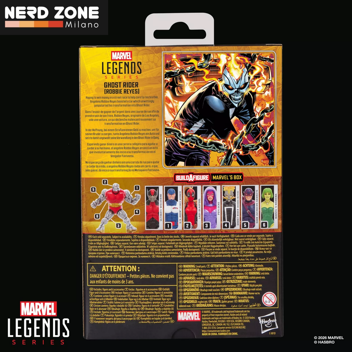PRE ORDINE - HASBRO - Marvel Legends Buildable Figure Series Box Ghost Rider Robbie Reyes Action Figure