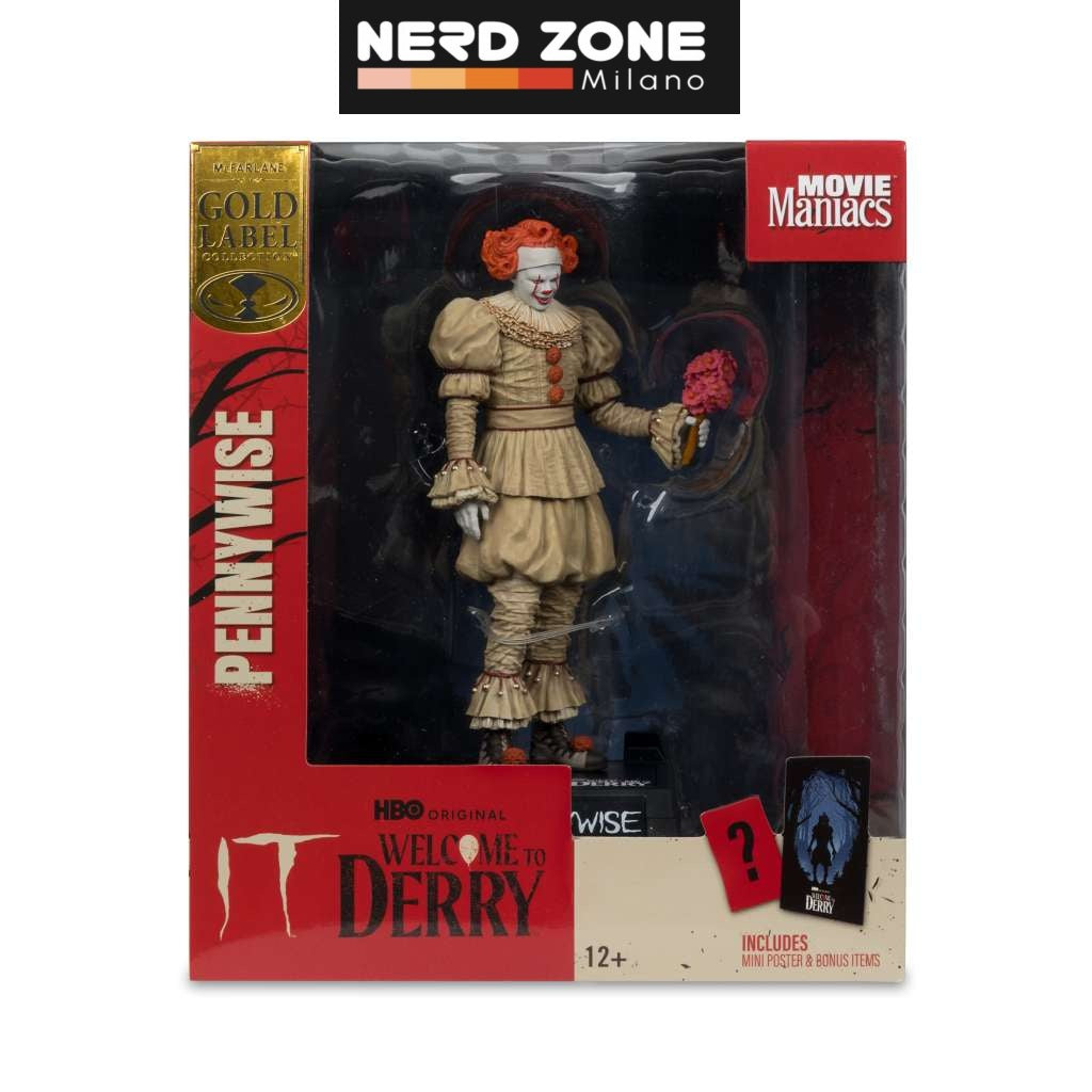McFARLANE TOYS 2025 - Welcome To Derry - Movie Maniacs Pennywise Flashback Gold Label Posed Figure