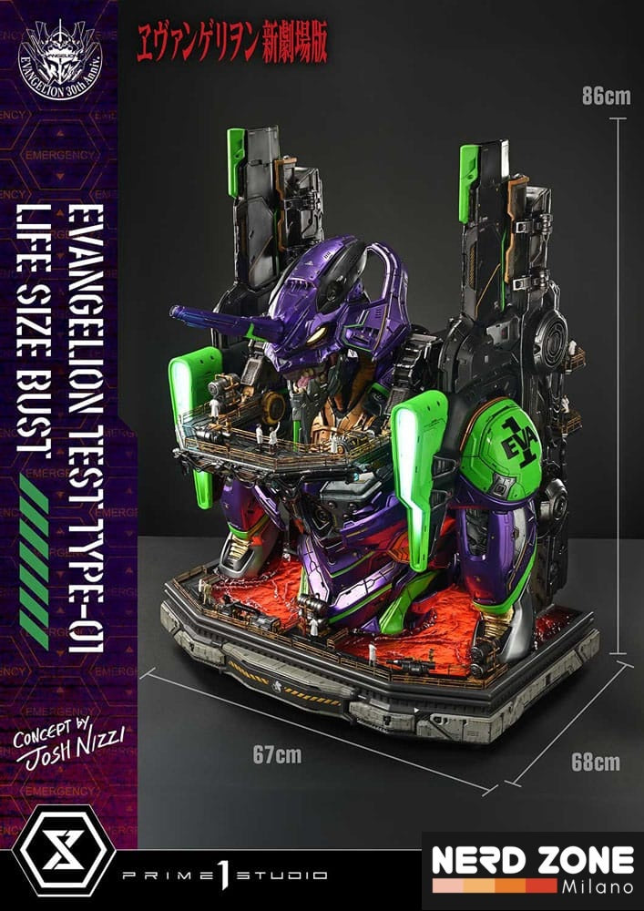 PRIME 1 STUDIO - Neon Genesis Evangelion Life Size Bust 1/1 Test Type-01 (Concept by Josh Nizzi) Bonus Ver. 86 cm