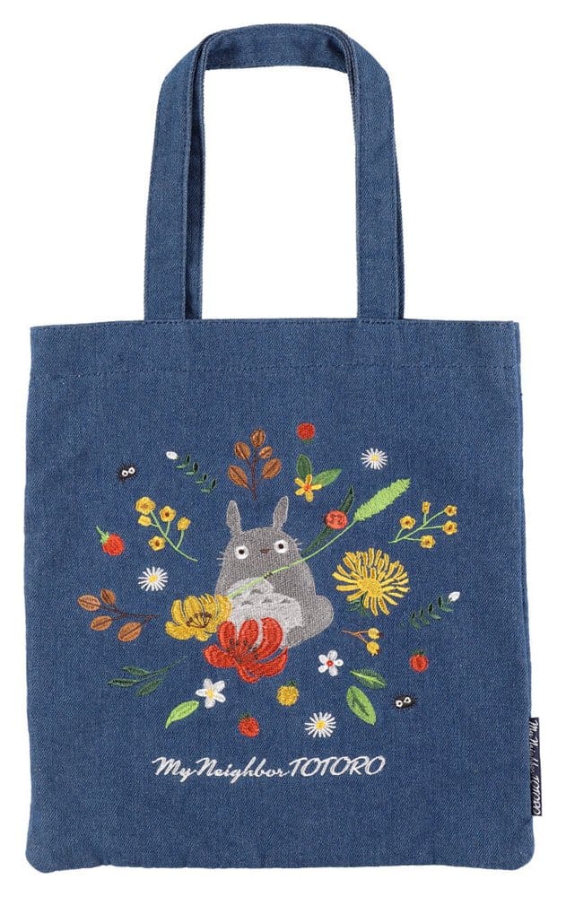 PRE ORDINE - My Neighbor Totoro Tote Bag Denim Totoro & Flower Wreath