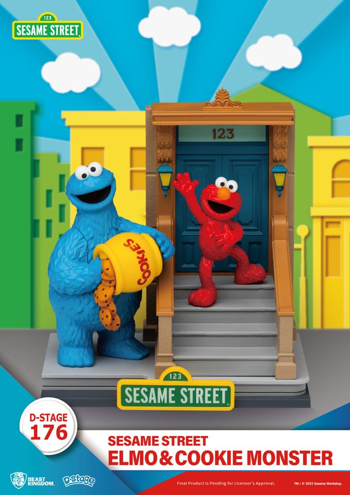 PRE ORDINE - Sesame Street D-Stage PVC Statue Elmo & Cookie Monster 11 cm