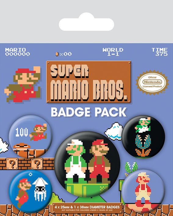 PRE ORDINE - Super Mario Bros. Pin-Back Buttons 5-Pack