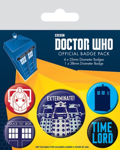 PRE ORDINE - Doctor Who Pin-Back Buttons 5-Pack Exterminate