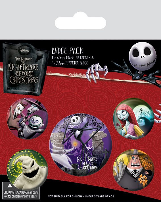 PRE ORDINE - Nightmare Before Christmas Pin-Back Buttons 5-Pack Characters