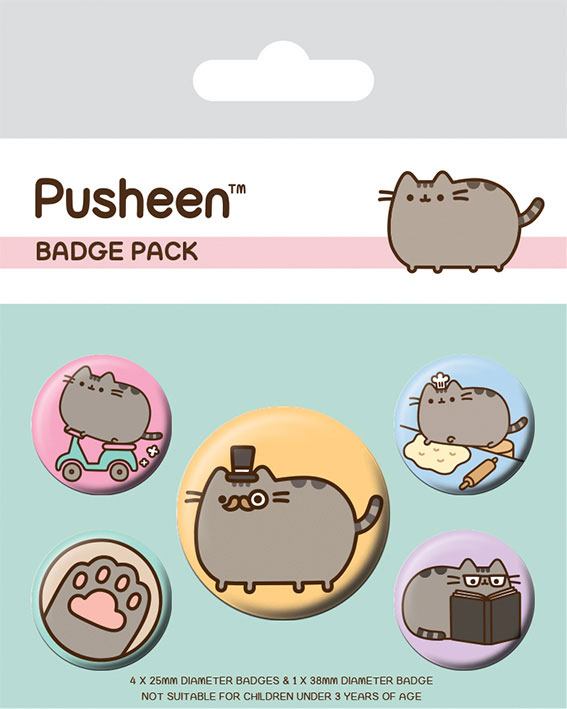 PRE ORDINE - Pusheen Pin-Back Buttons 5-Pack Fancy