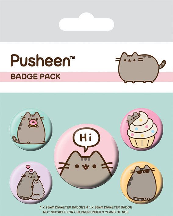PRE ORDINE - Pusheen Pin-Back Buttons 5-Pack Pusheen Says Hi