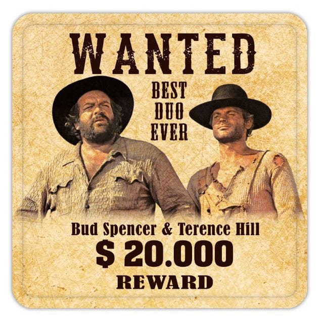 PRE ORDINE - Bud Spencer & Terence Hill Tin coasters Wanted 10 x 10 cm