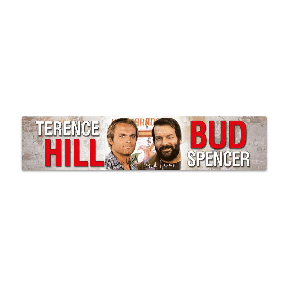 PRE ORDINE - Bud Spencer & Terence Hill Tin Sign with Magnet Autogramm 16 x 3,5 cm