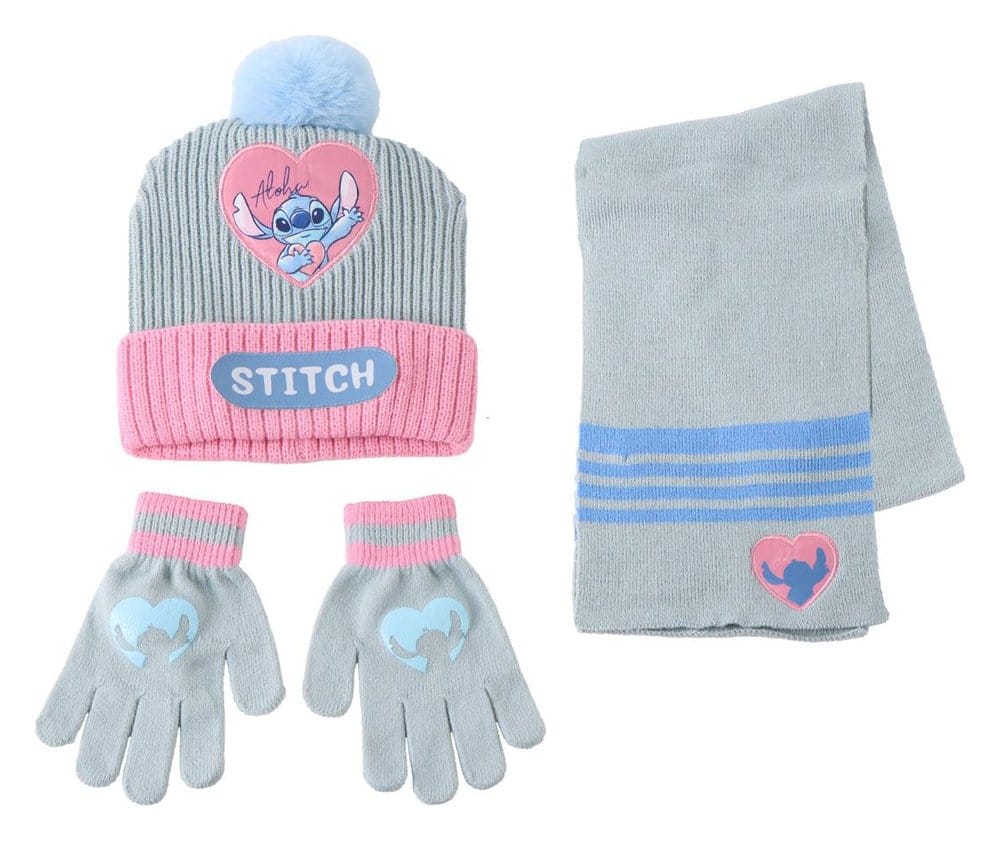 Lilo & Stitch Beanie, Scarf & Gloves 3-Set