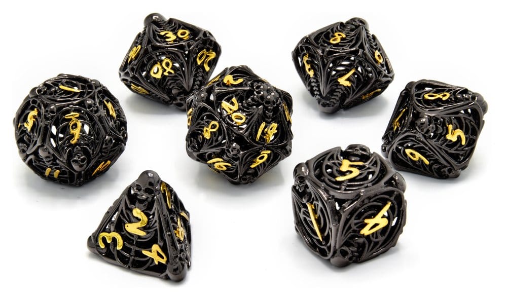 PRE ORDINE - CritStones Hollow Metal Dice Set Soulreaper Gold (7)