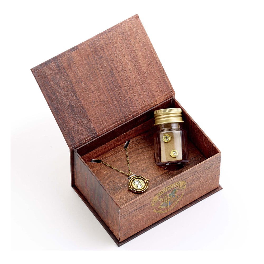 Harry Potter: Hermoine Potions Time Turner Necklace and Earrings Gift Set (Golden Tone)