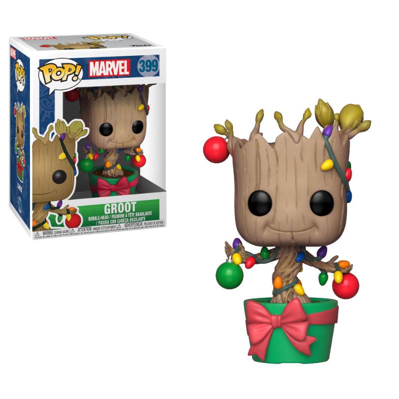 PRE ORDINE - Marvel Comics POP! Marvel Holiday Vinyl Bobble-Head Groot (Lights & Ornaments) 9 cm