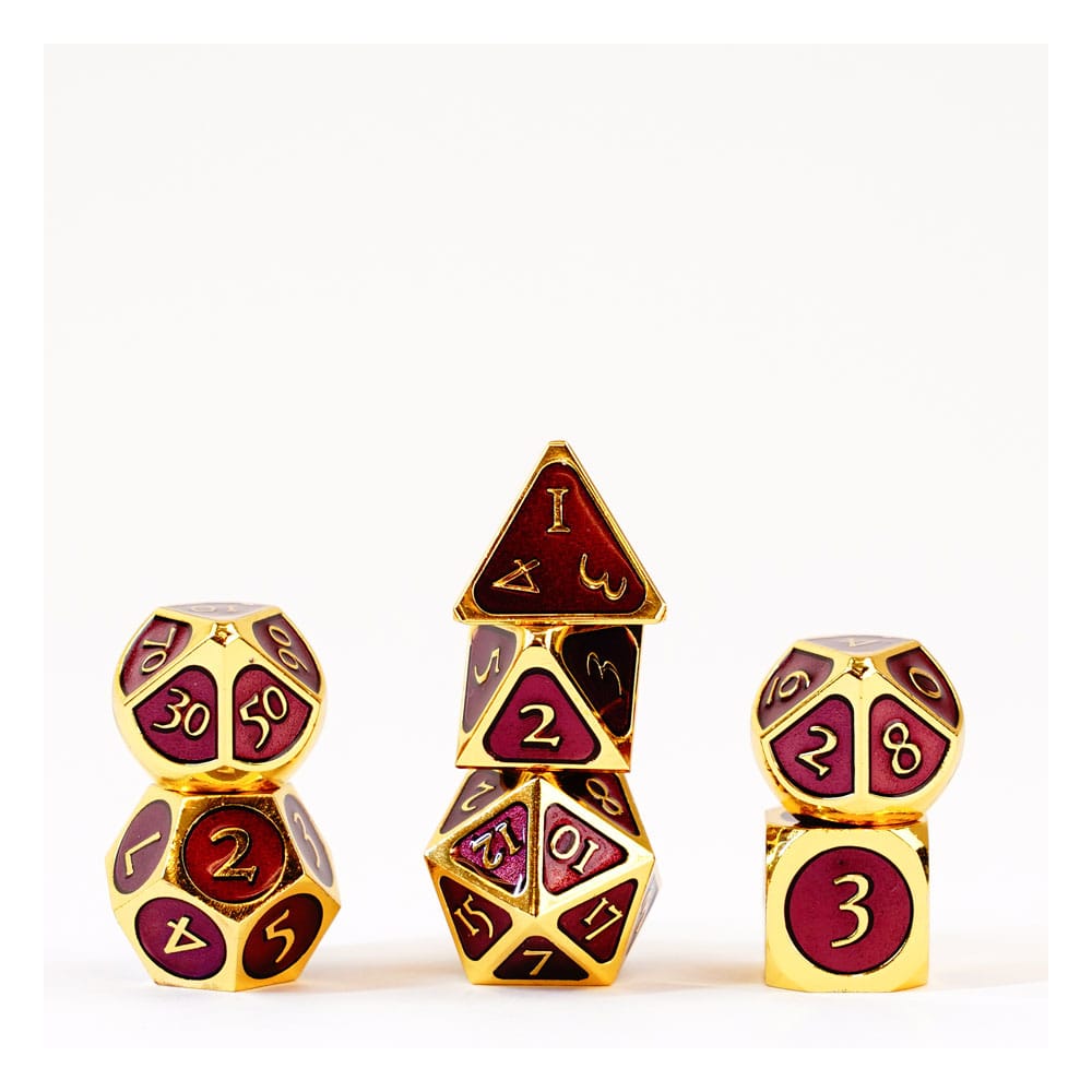 PRE ORDINE - FanRoll Dice Set Gold with Purple Enamel (7)