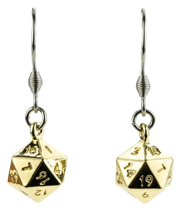 PRE ORDINE - Lair Wear Dice Earrings D20 Gold Metal