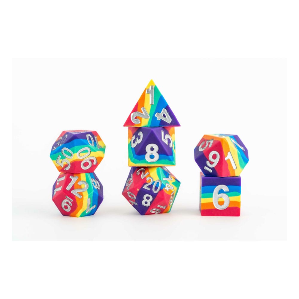 PRE ORDINE - FanRoll Sharp Edge Silicone Dice Set Rainbow (7)