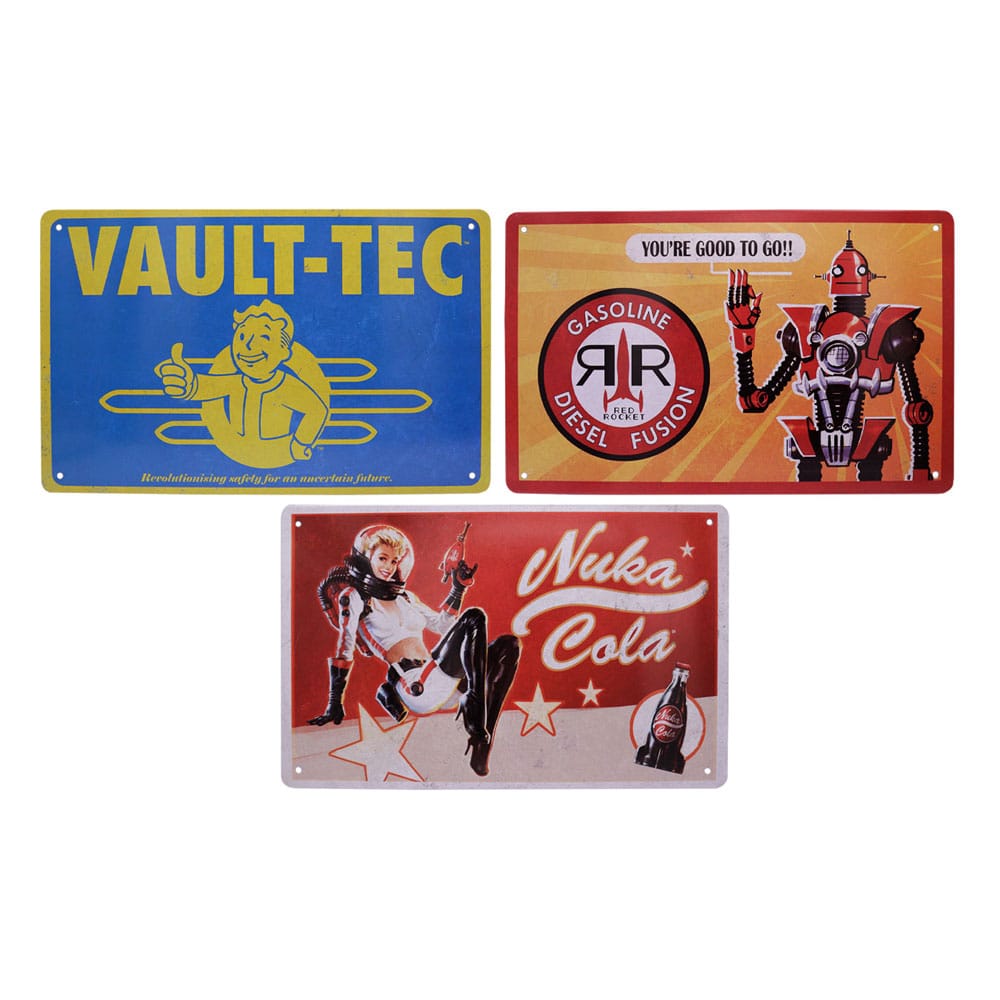PRE ORDINE - Fallout Tin Signs 3 Pack Brands