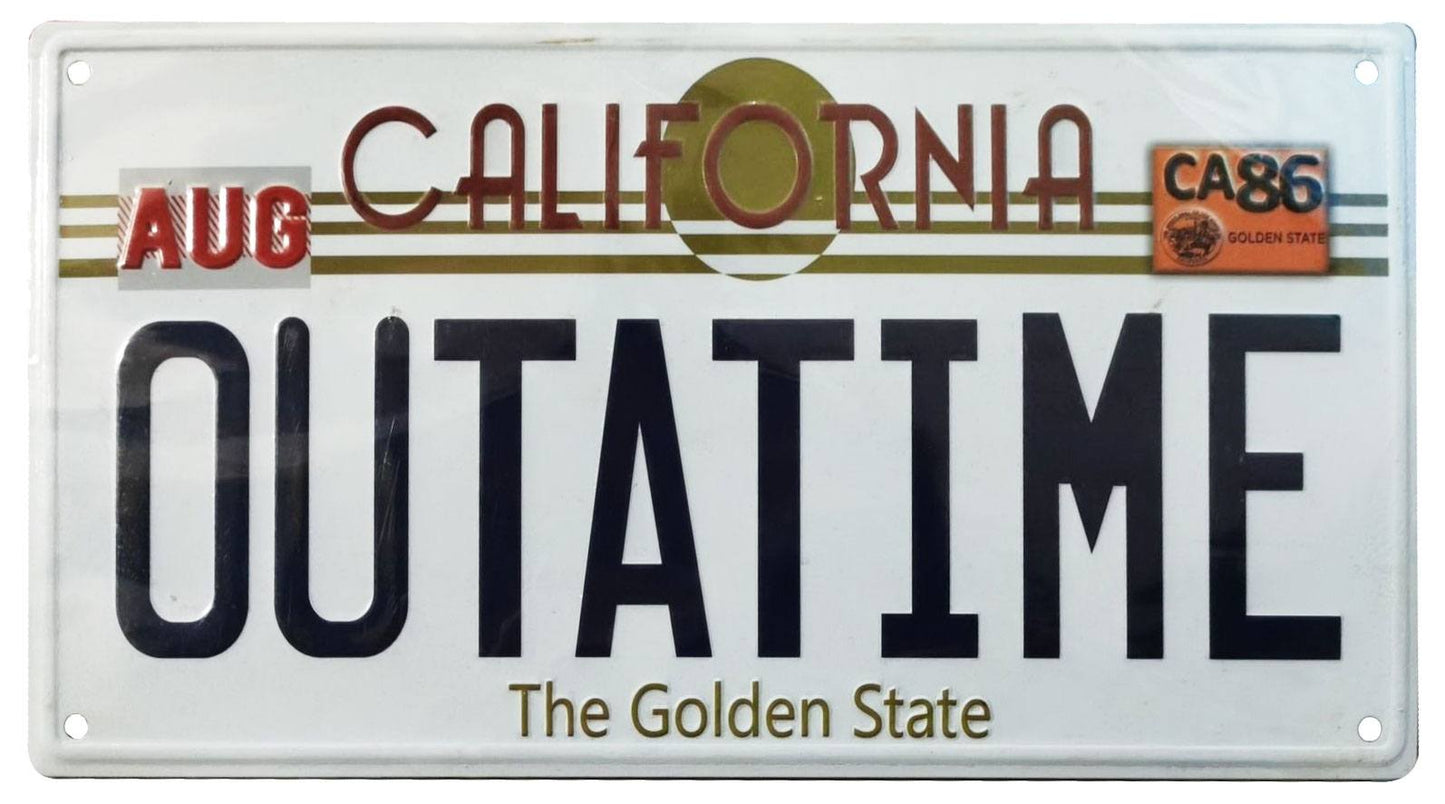PRE ORDINE - Back To The Future Metal Sign ´Outatime´ DeLorean License Plate