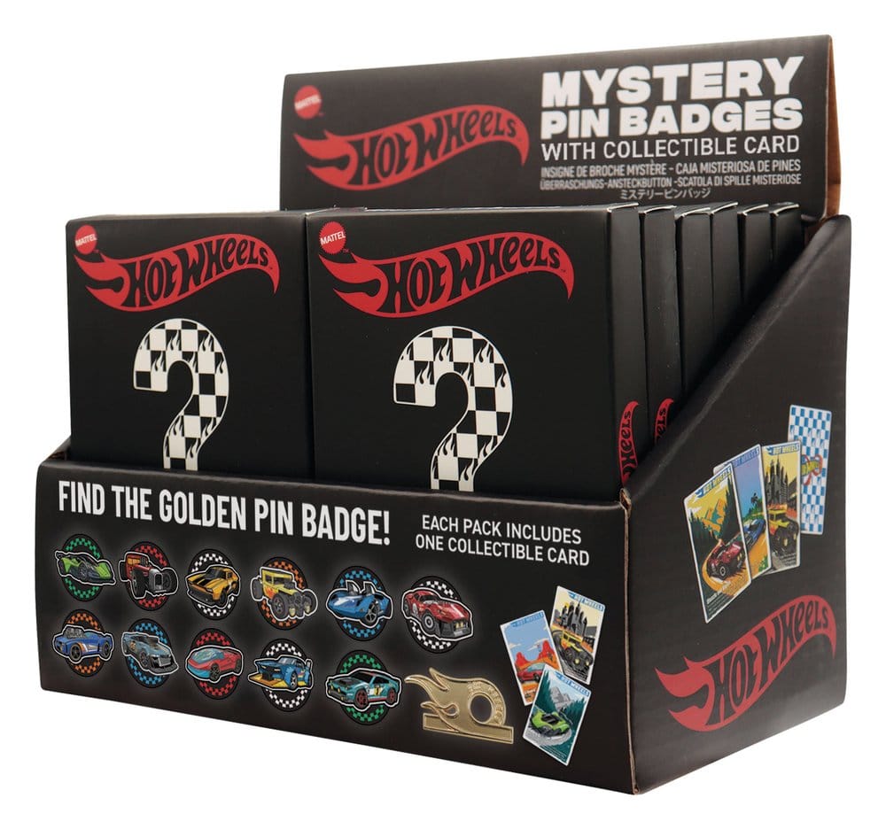 PRE ORDINE - Hot Wheels Mystery Pin Badges Blind Box Display (12)