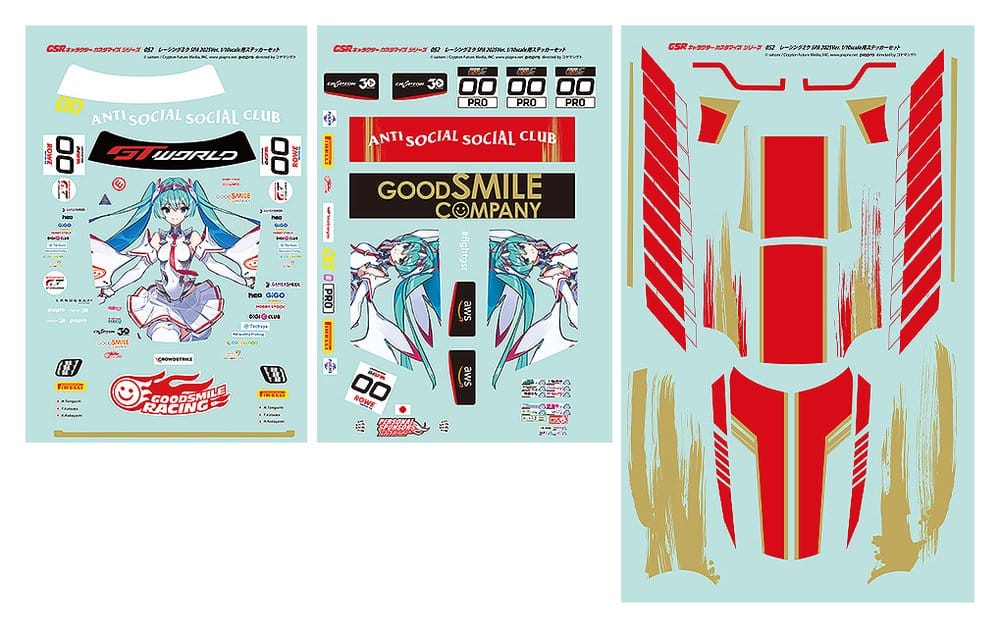 PRE ORDINE - Hatsune Miku GSR Character Customization Series 052 Sticker Set for GSR Cars 1/10 Racing Miku SPA 2025 Ver.