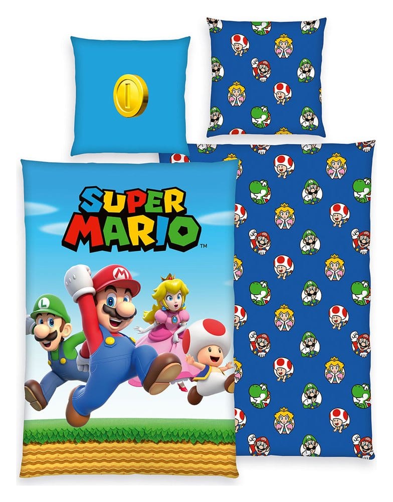 PRE ORDINE - Super Mario Bed Linen Super Mario (Mario, Luigi, Peach, Toad) 135 x 200 cm