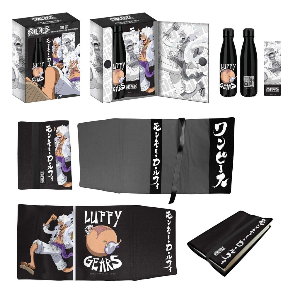 PRE ORDINE - One Piece Steel Bottle, Sticker, Book Cover Gift Set Luffy Gears