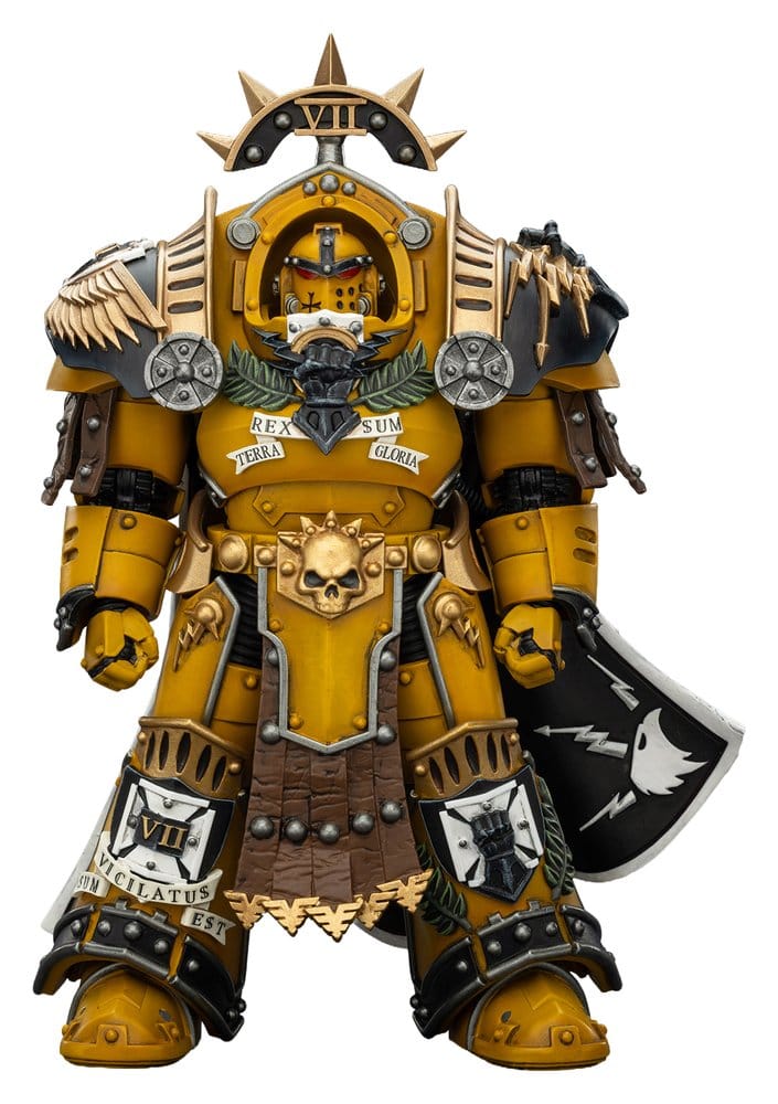 PRE ORDINE - Warhammer Imperial Fists Action Figure Legion Praetor in Tartaros Terminator Armourwith Power Sword and Vigil Storm Shield 14 cm