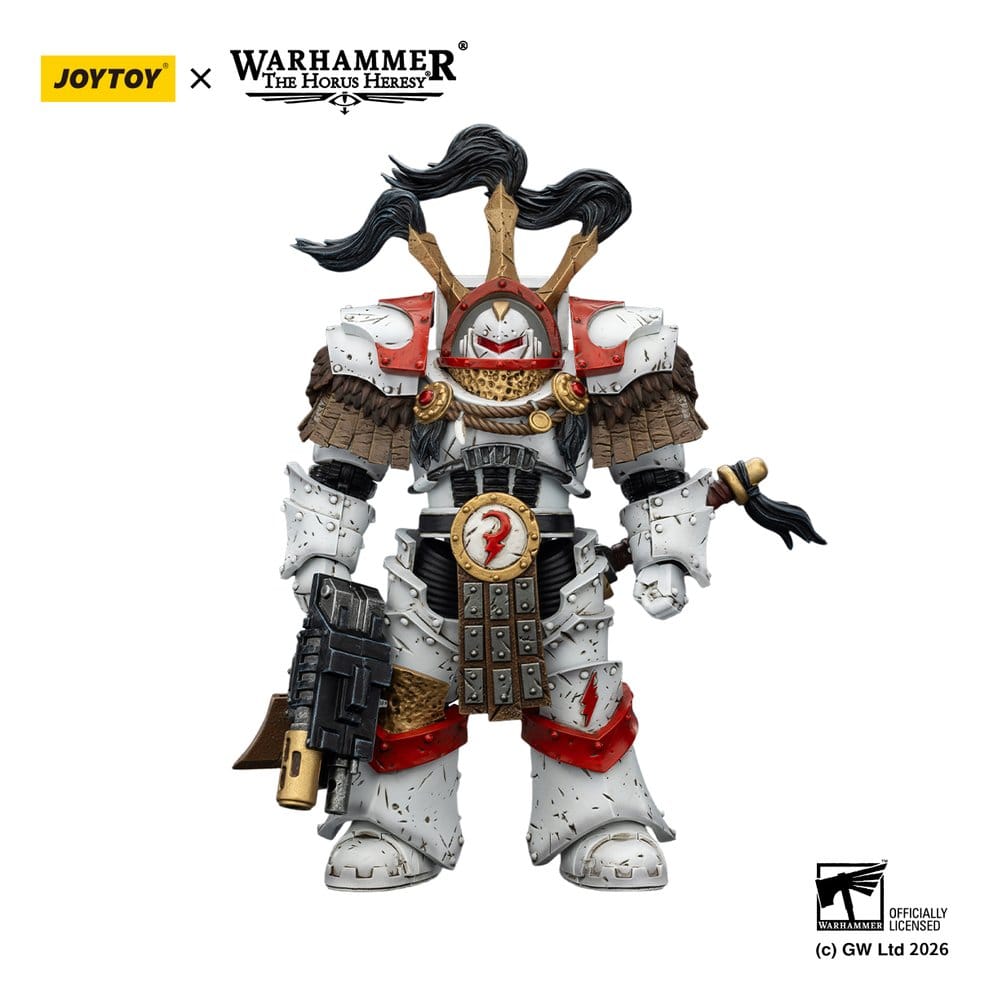 PRE ORDINE - Warhammer 40,000 Action Figure White Scars Legion Praetor in Cataphractii Terminator Armour with Cyber Hawk Chogorian sword and combi-melta 14 cm