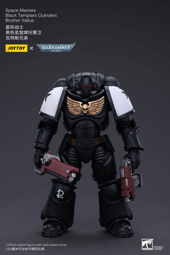 PRE ORDINE - Warhammer 40k Action Figure 1/18 Space Marines Black Templars Outriders Brother Valtus 14 cm