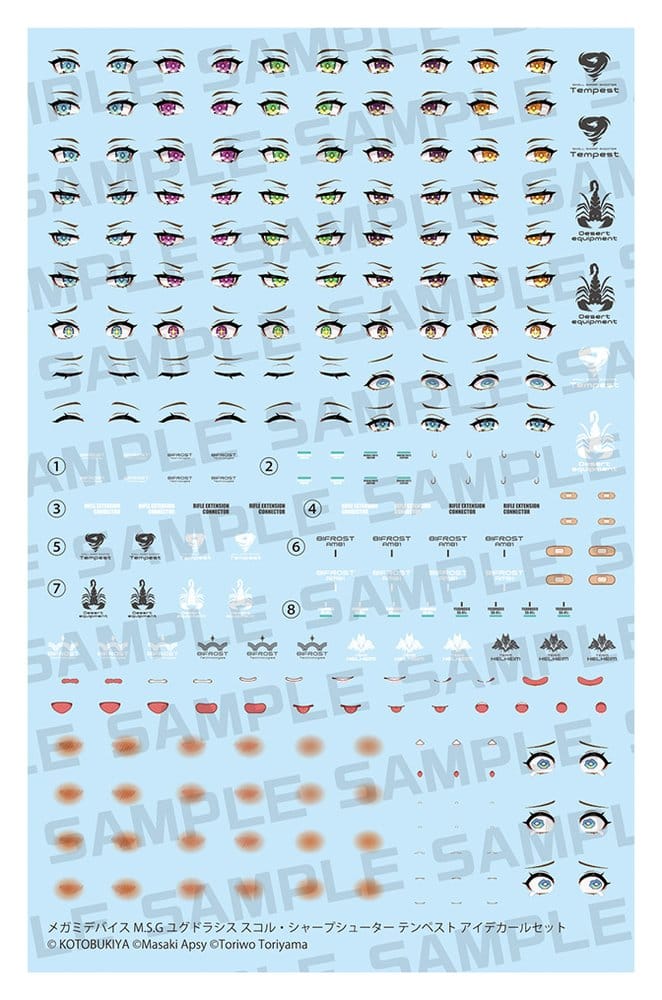 PRE ORDINE - Megami Device M.S.G. Plastic Model Kit 1/1 Yggdrasis Skoll Sharpshooter Tempest Eye Decal Set