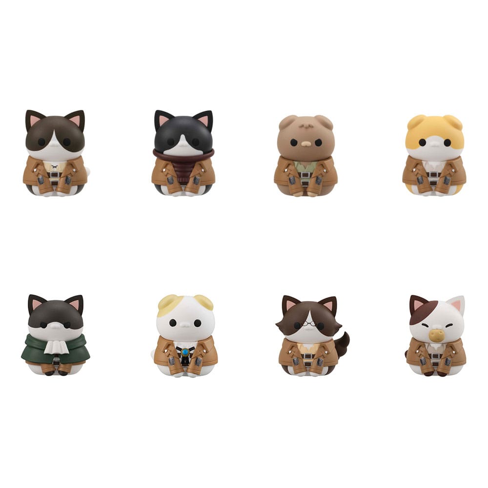 PRE ORDINE - Attack on Titan Mega Cat Project Attack on Tinyan Trading Figures Gathering Scout Regiment danyan! 3 cm Assortment (8)