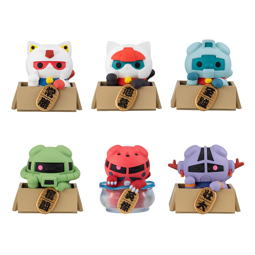 PRE ORDINE - Mobile Suit Gundam Mega Cat Project Trading Figure 6-Pack Cats Luckycat 6 cm Blind Box (with gift)