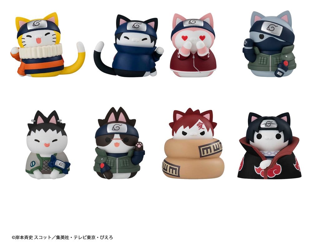 PRE ORDINE - Naruto Mega Cat Project Minifigures 3 cm Nyaruto! Cats of Konoha Village Reboot Blind Box Display (8) (Repeat)