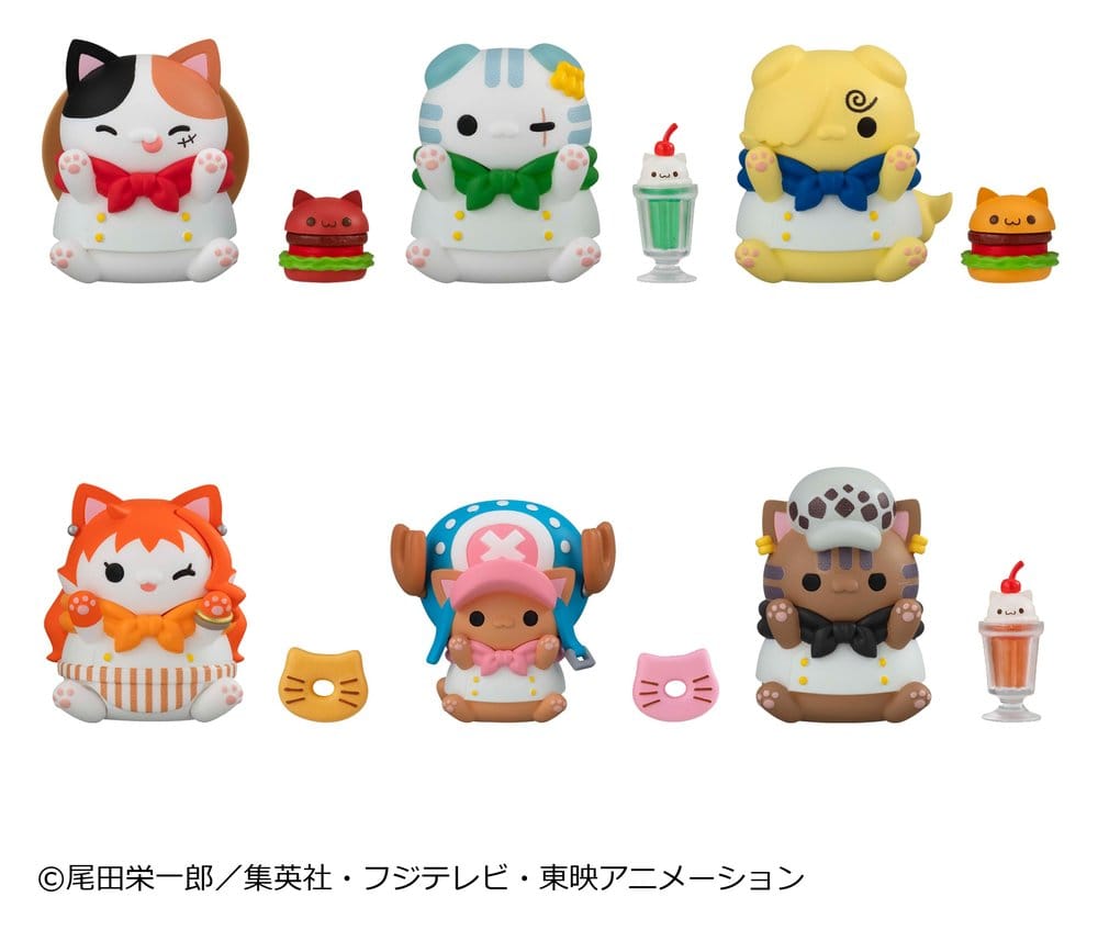 PRE ORDINE - One Piece Mega Cat Project Mini Figures NyanPieceNyan! Diner! 3 cm Blind Box Display (6)