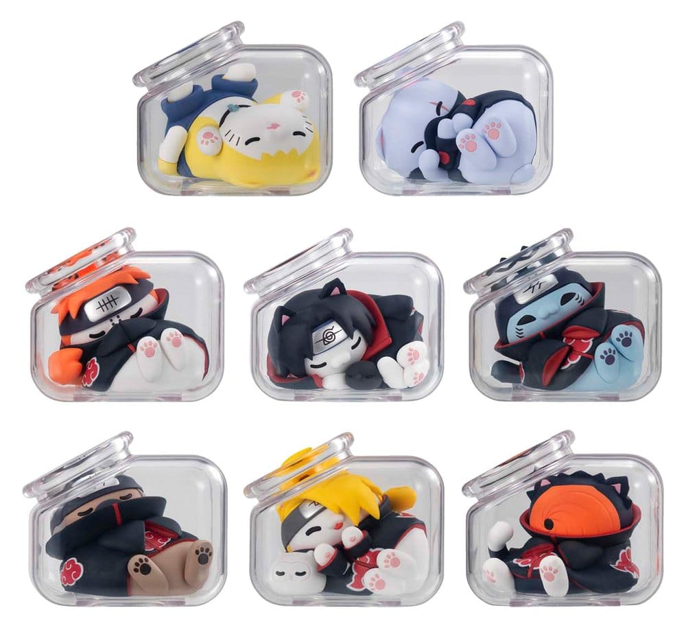 PRE ORDINE - Naruto Shippuden Mega Cat Project Mini Figures Good Night Nyaruto! Gathering Akatsuki Edition Vol. 2 6 cm Blind Box Display (8)