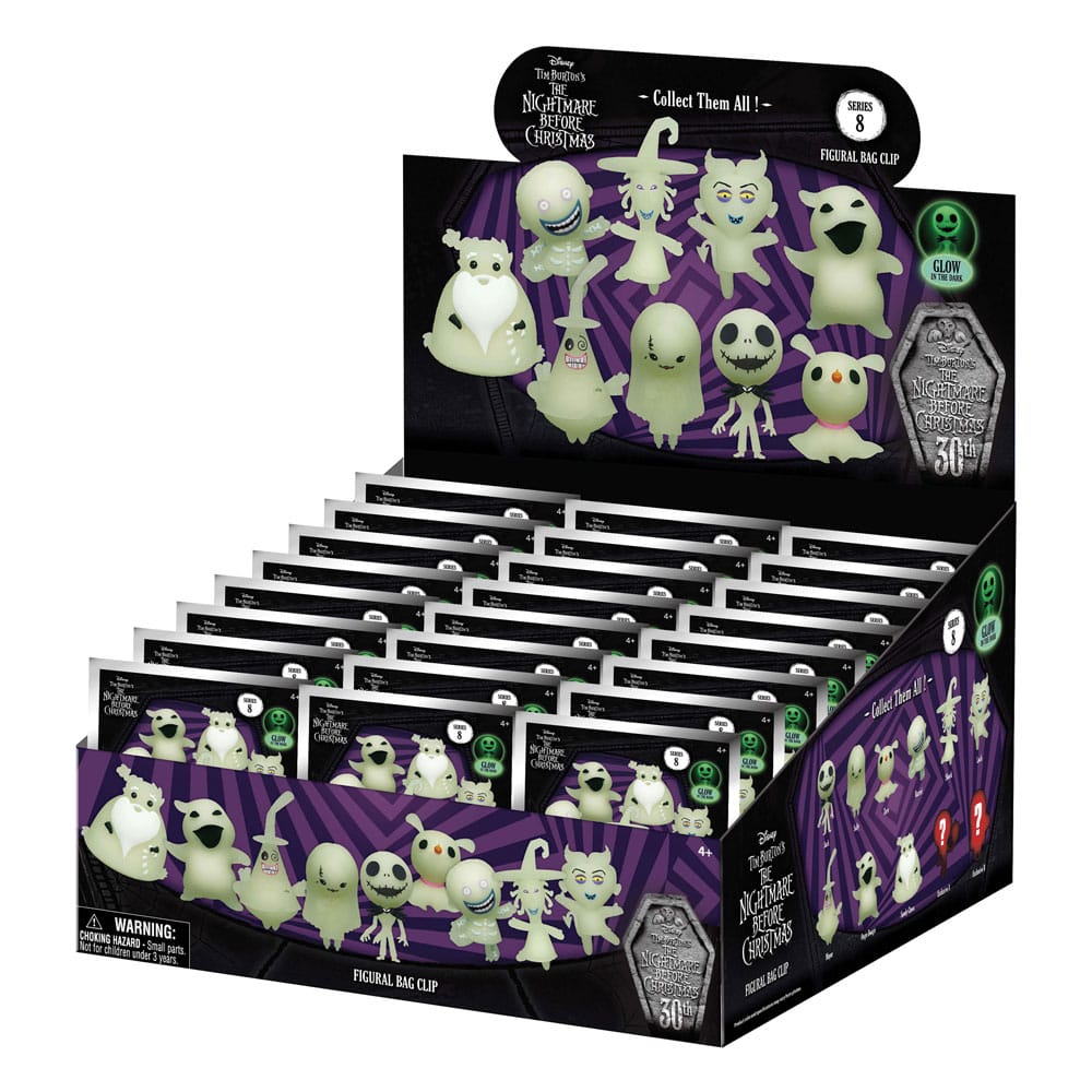 Nightmare Before Christmas 3D PVC Bag Clips Glow in the Dark Series 8 Display (24)