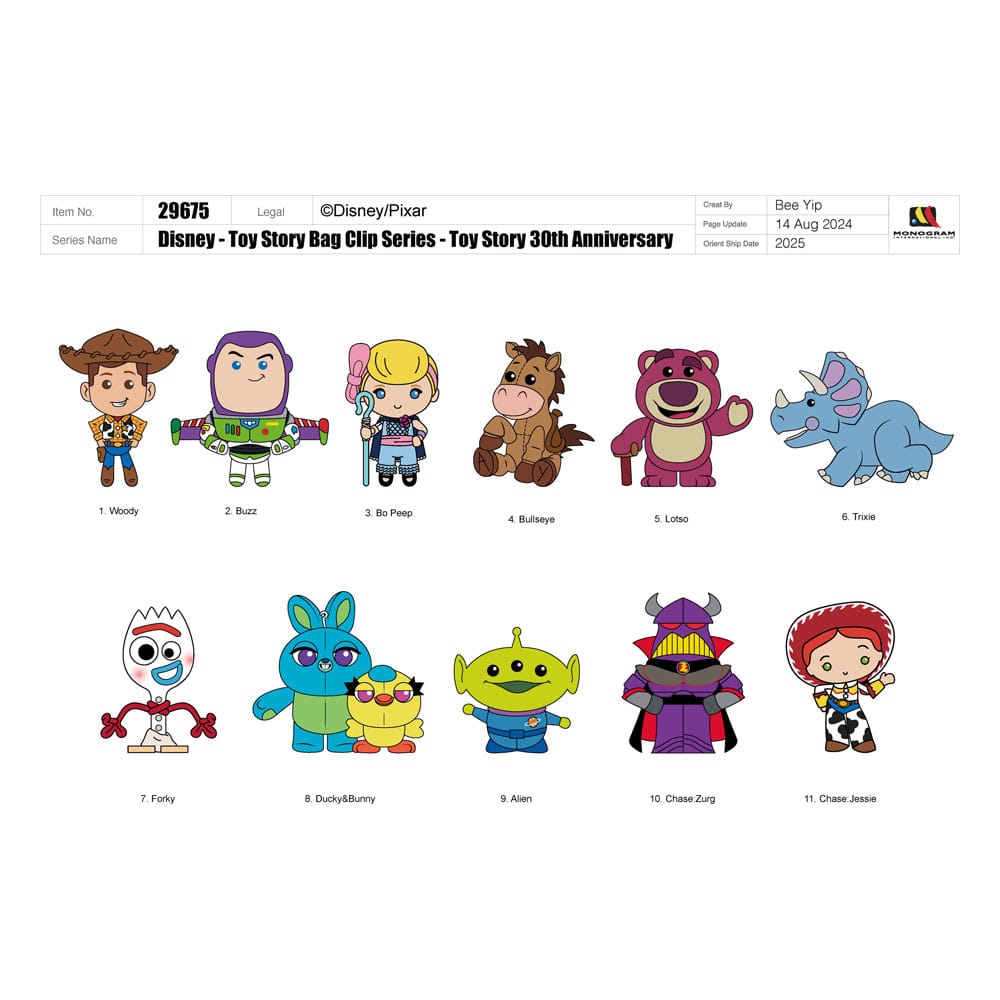 PRE ORDINE - Toy Story 3D PVC Bag Clips 30th Anniversary Series 67 Display (24)
