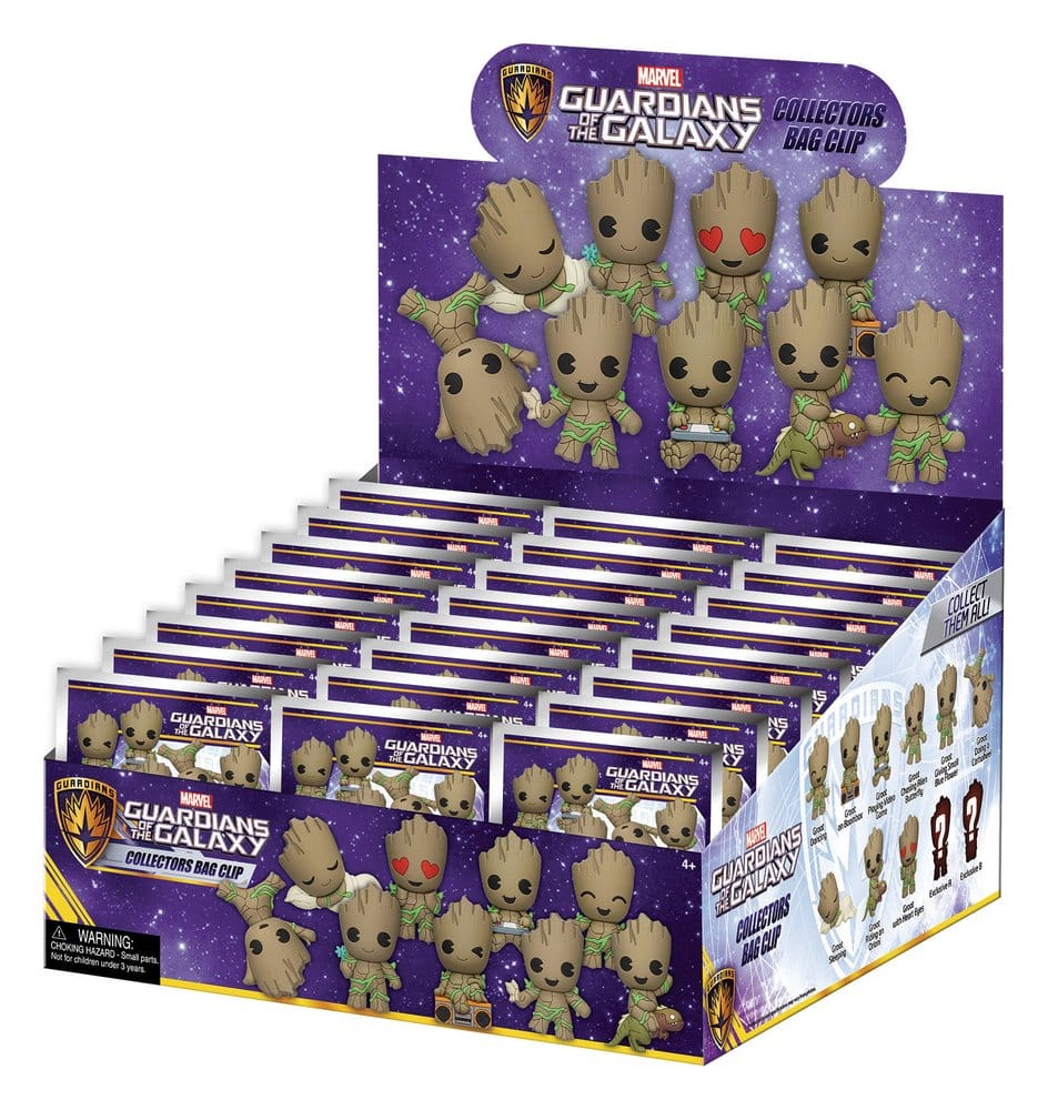 PRE ORDINE - Marvel Groot 3D PVC Bag Clips Series 1 Blind Bag Display (24)