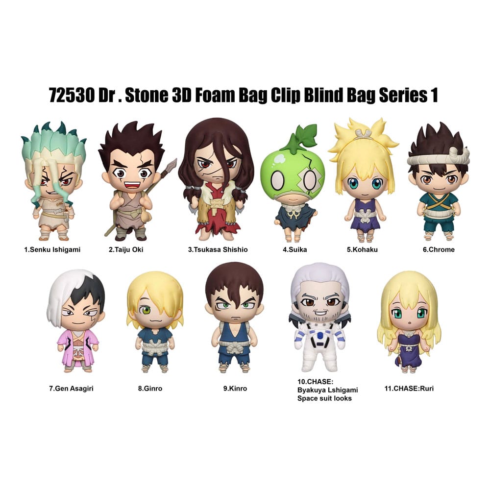 PRE ORDINE - Dr. Stone 3D PVC Bag Clips Series 1 Display (24)