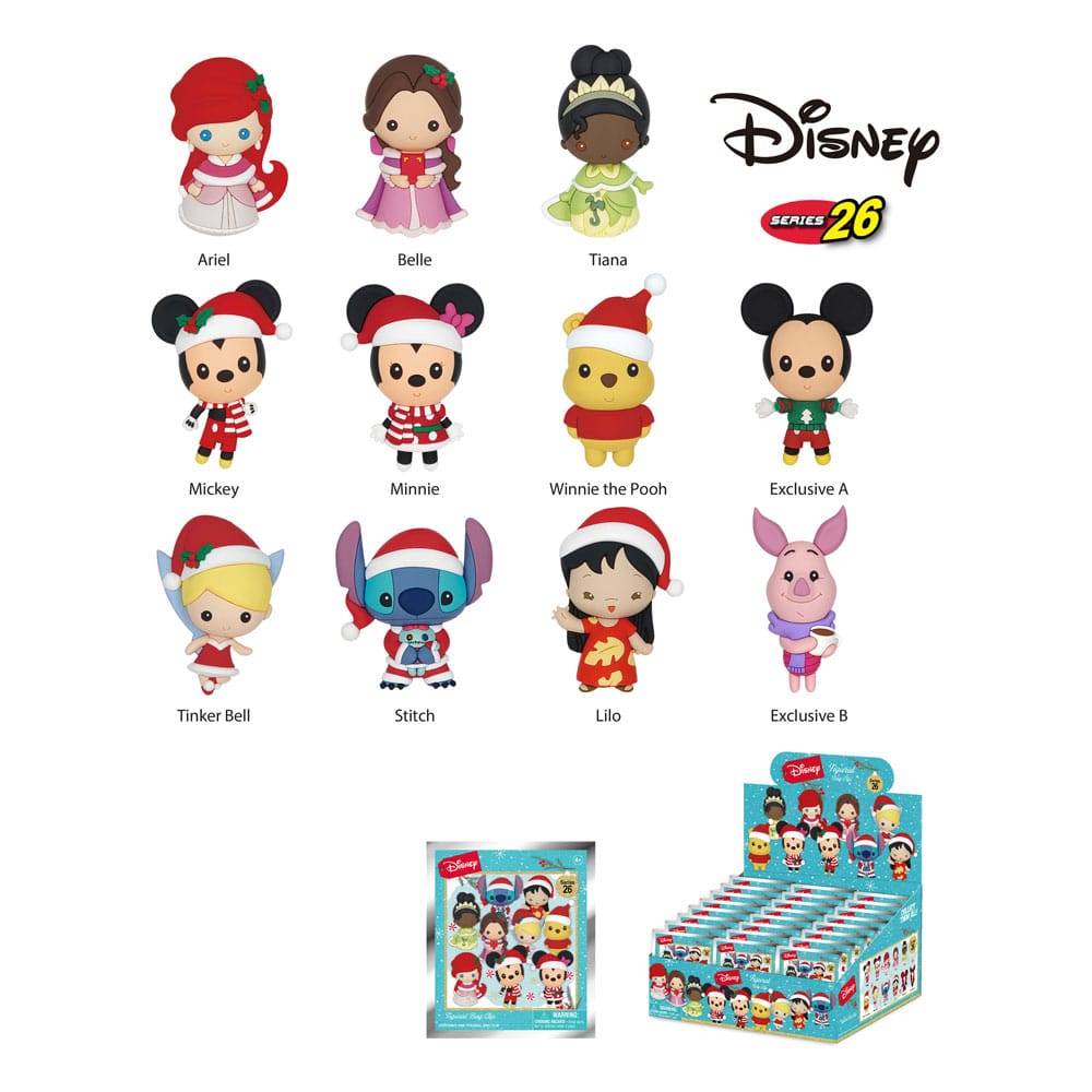 PRE ORDINE - Disney PVC Bag Clips Disney Christmas Series 26 Display (24)