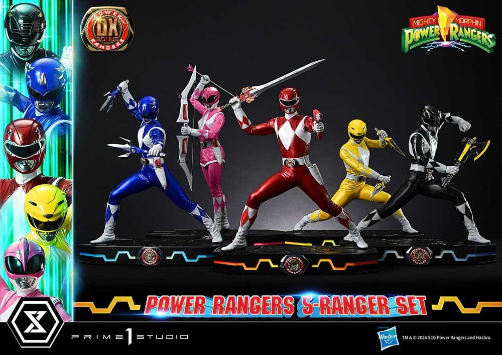 PRE ORDINE - Mighty Morphin Power Rangers Premium Masterline Set of 5 Statues 1/4 Deluxe Bonus Version 62 cm