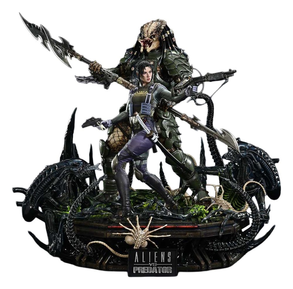 PRE ORDINE - Aliens vs. Predator (Comic) Ultimate Premium Masterline Statue 1/4 Machiko & Broken Tusk Predator 79 cm